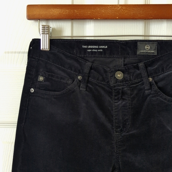 AG Adriano Goldschmied The Legging Velvet Super Skinny Ankle Pants Black 25 - Picture 11 of 15
